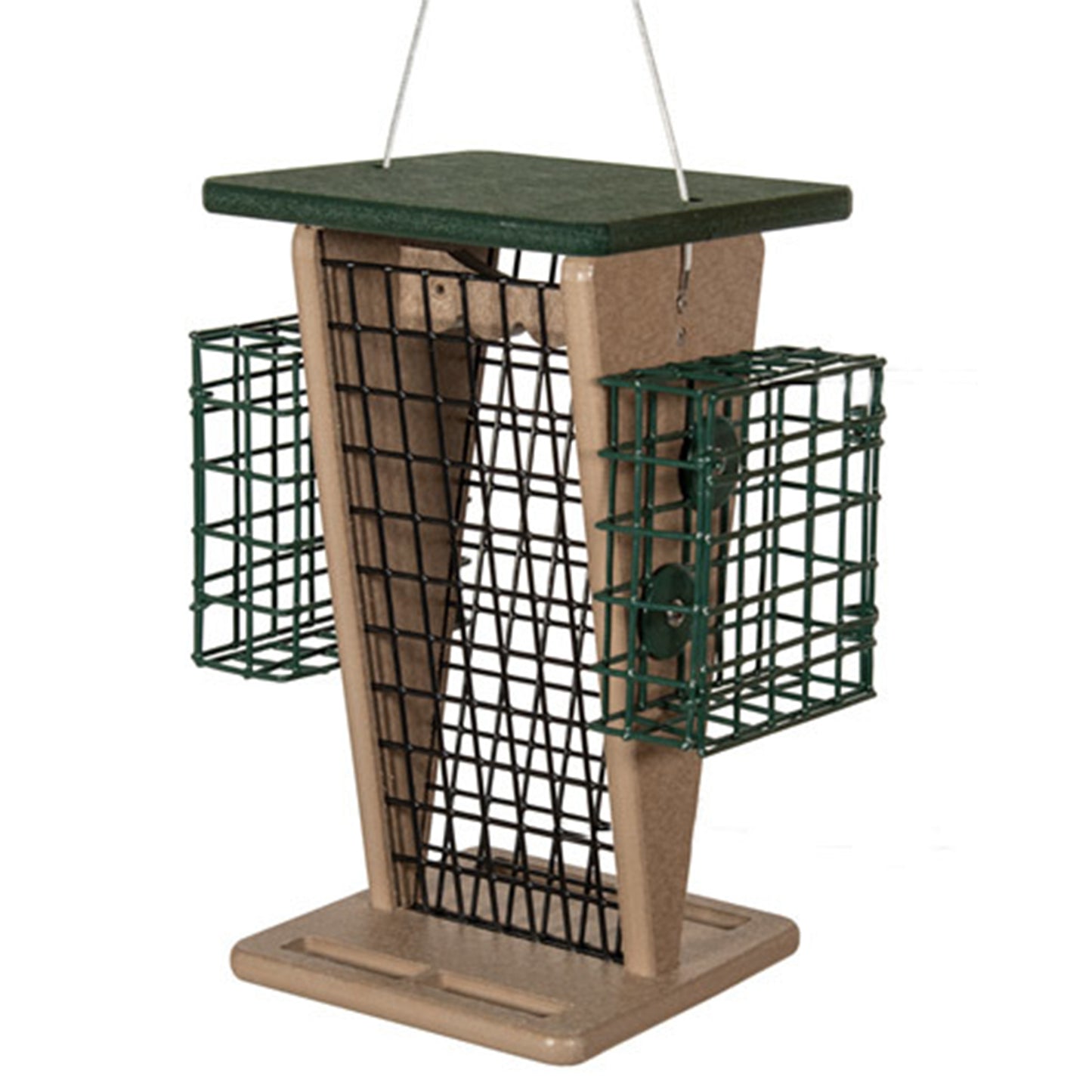 America's Favorite Green/Tan 2-In-1 Raw Peanut And Suet Feeder (9.96" X 9.96" X 14.04")