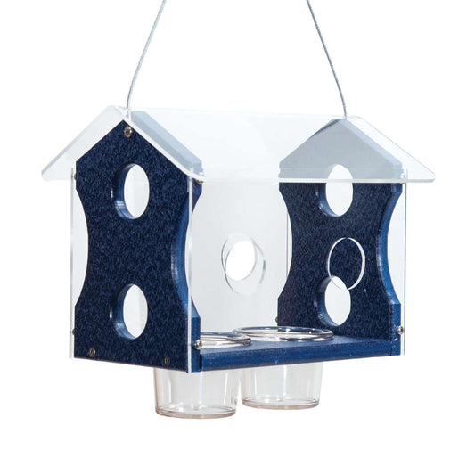 JCs Wildlife Enclosed Bluebird Hanging Feeder - Blue (Medium)