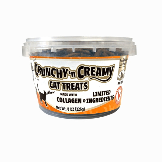 Fieldcrest Farms Nothin’ to Hide Collagen Cat Treats – Crunchy & Creamy Cat Snacks, Chicken Flavor, 8oz Tub.