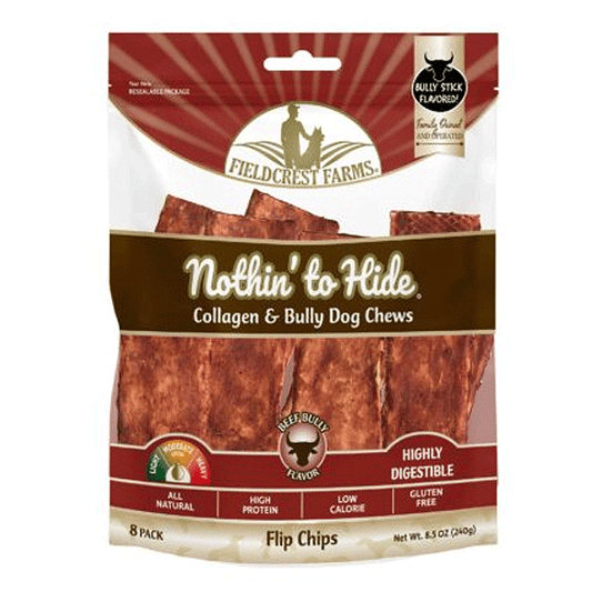 Fieldcrest Farms Nothin' To Hide Bully Flip Chips Natural Rawhide Dog Treats-8pk