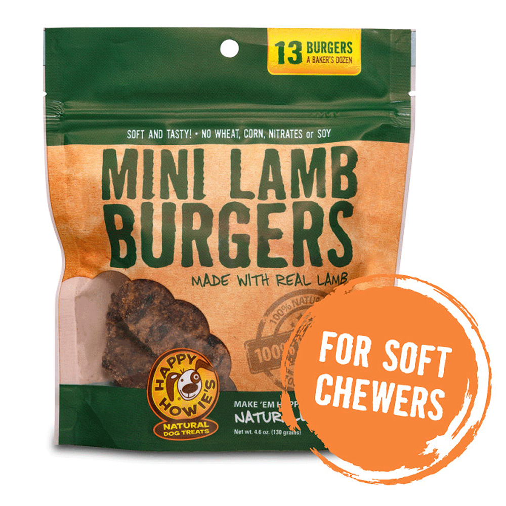 HAPPY HOWIE'S Baker's Dozen Lamb Burgers Dog Treats 2" 13CT