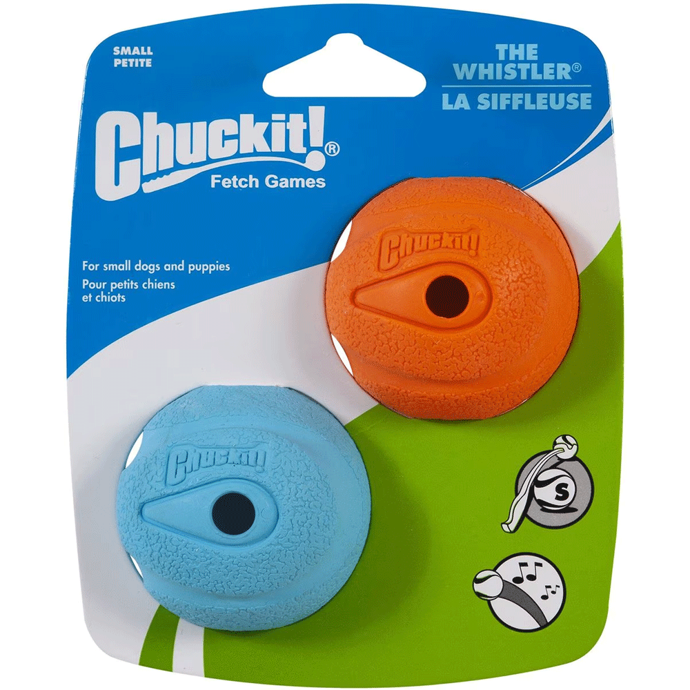 Chuckit! The Whistler Ball Dog Toy, Small (2 Inch Diameter) for Dogs 0-20 lbs