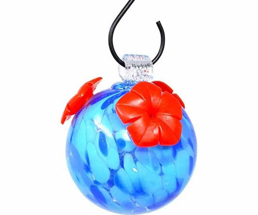 Gift Essentials 4" Blue Glass Hanging Hummingbird Feeders - Shades of Blue(8 Ounce)