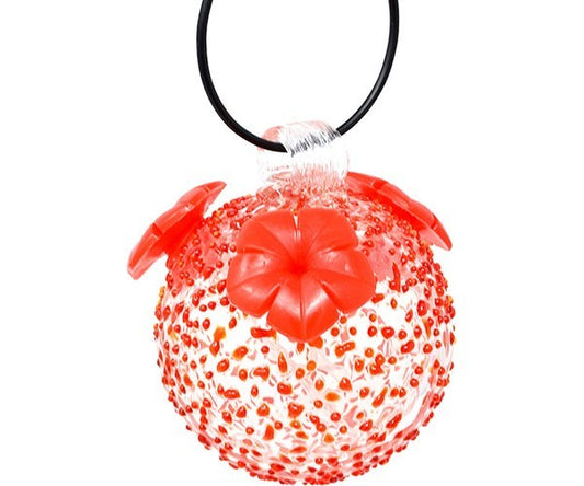 Gift Essentials 4" Red Glass Hanging Hummingbird Feeders - Red Textured(8 Ounce)