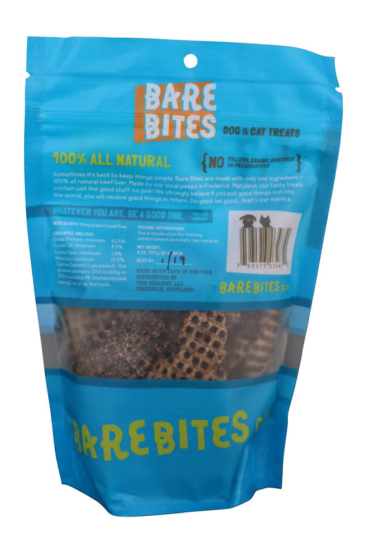 Bare Bites All Natural Dehydrated Beef Liver Dog Cat Treats (1 pound)