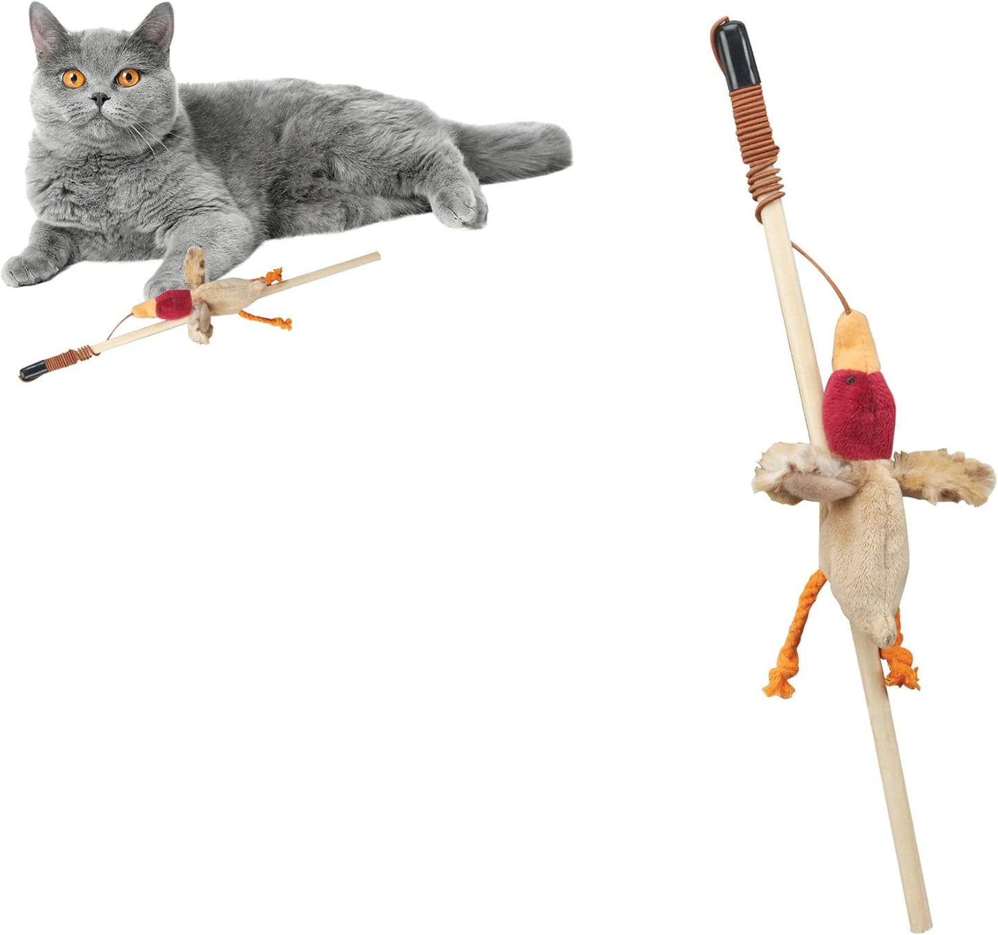 Ethical Pets Skinneeez Forest Friends Teaser Wand Cat Toy With Catnip - 13"