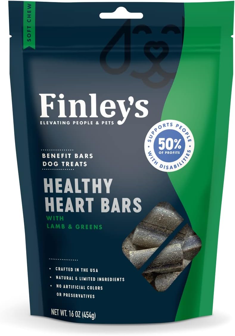 Finley's Healthy Heart Bars Lamb and Greens Soft Chew Benefit Dog Treats - 16 oz