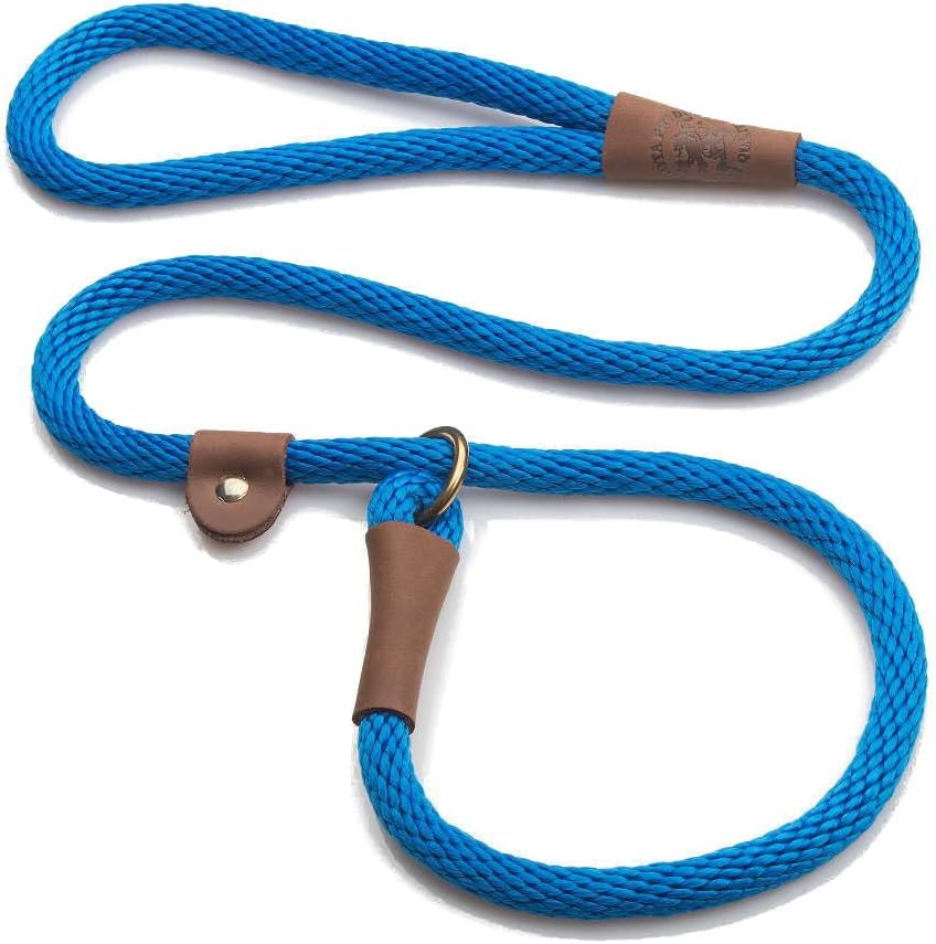 Mendota Pet Slip Leash - Dog Lead and Collar Combo - Made in The USA - Blue, 3/8 in x 4 ft - for Small/Medium Breeds