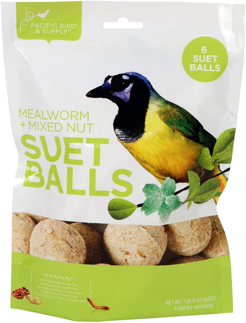 Pacific Bird & Supply Mealworm + Mixed Nut Suet Balls - 6 Balls