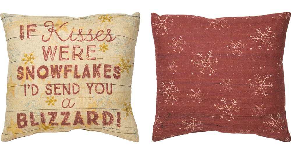 Primitives by Kathy Holiday If Kisses were Snowflakes Throw Pillow