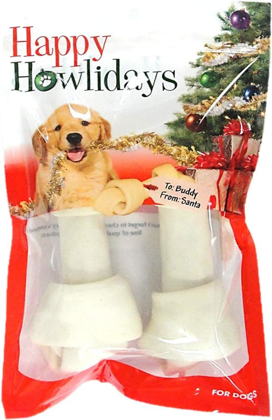 Pet Factory Happy Howlidays American Beefhide Dog Bones 2pk 6-7"