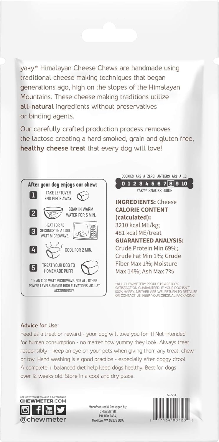 Chewmeter Himalayan Pet Supply Yaky Cheese Chews 100% Natural Dog Treats - 5.3 oz