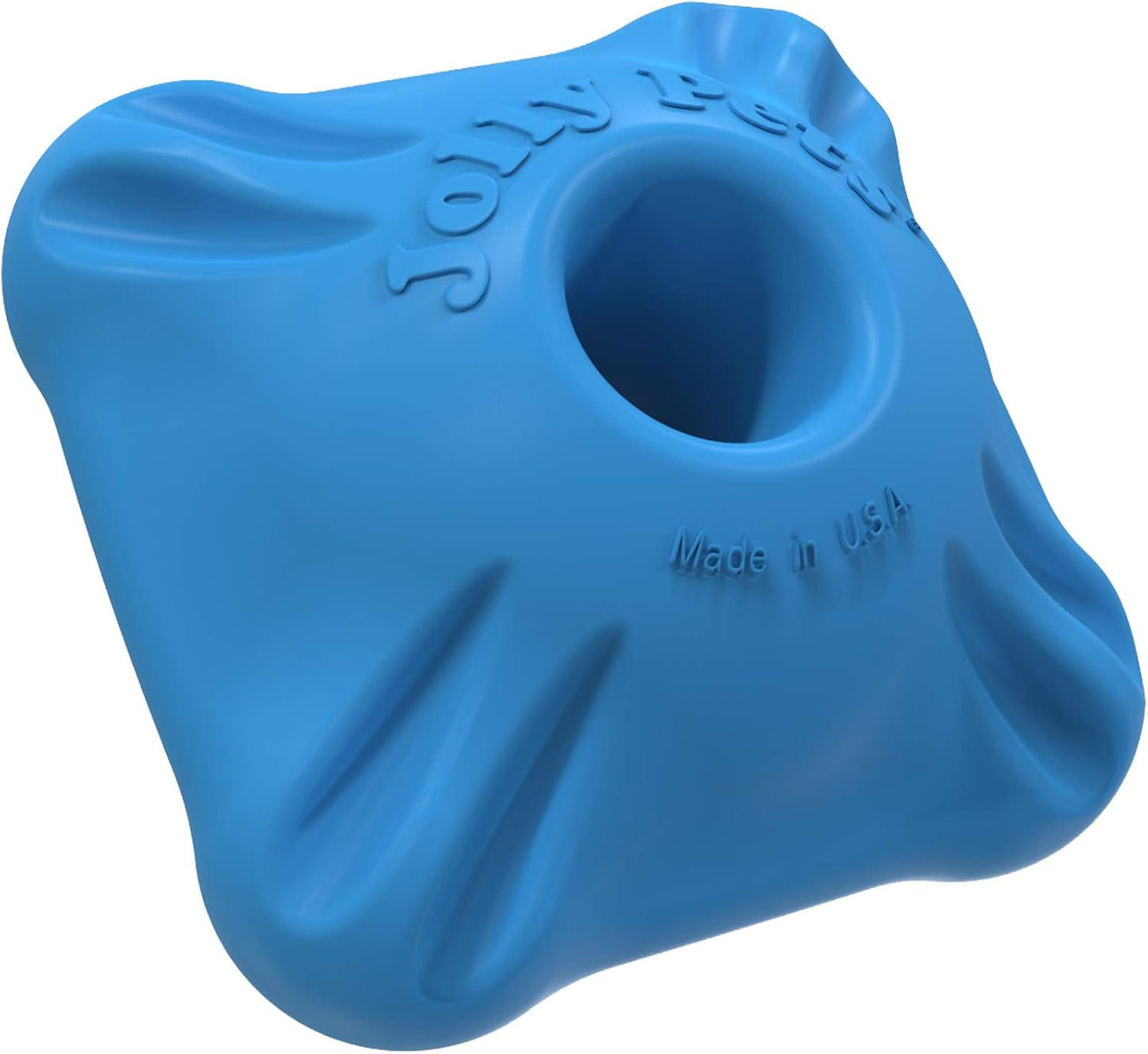 Jolly Pets Flex-N-Chew Squarble Bouncing/Floating Dog Toy, 2.5"Medium-Blue