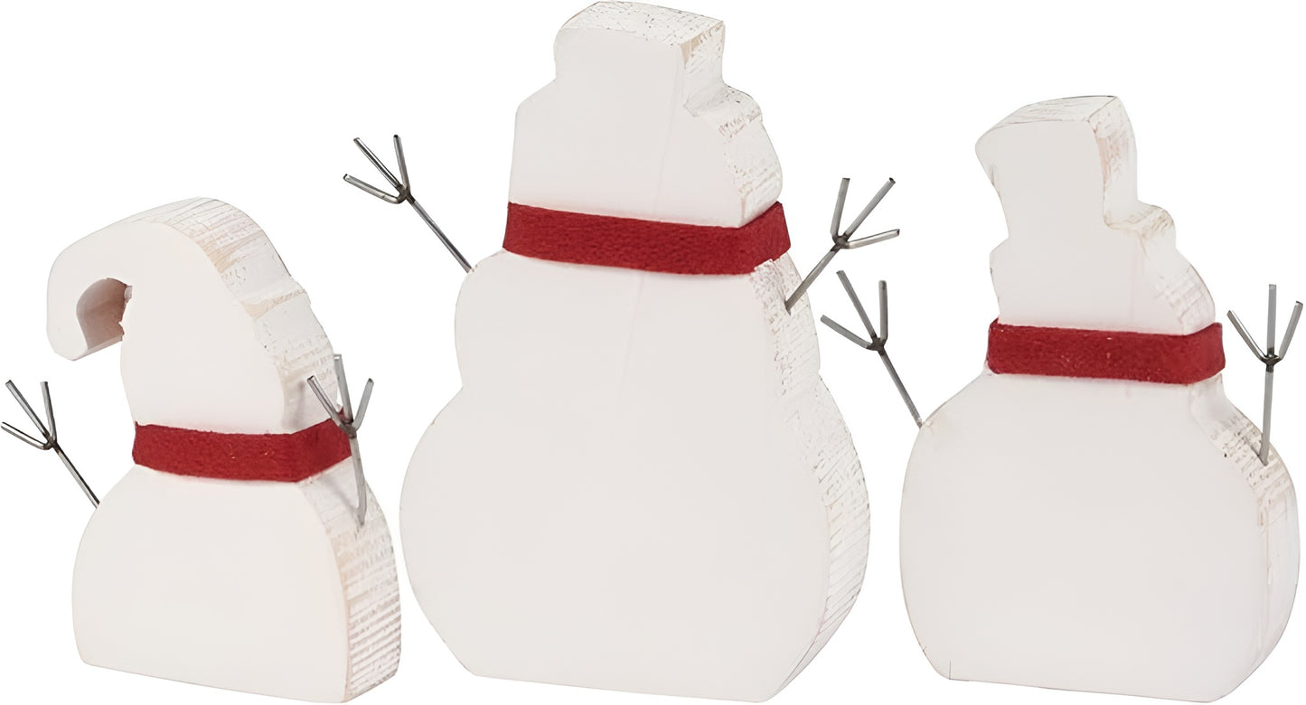 Primitives by Kathy Hand Lettered Winter Wishes Chunky Snowmen Sitter Set