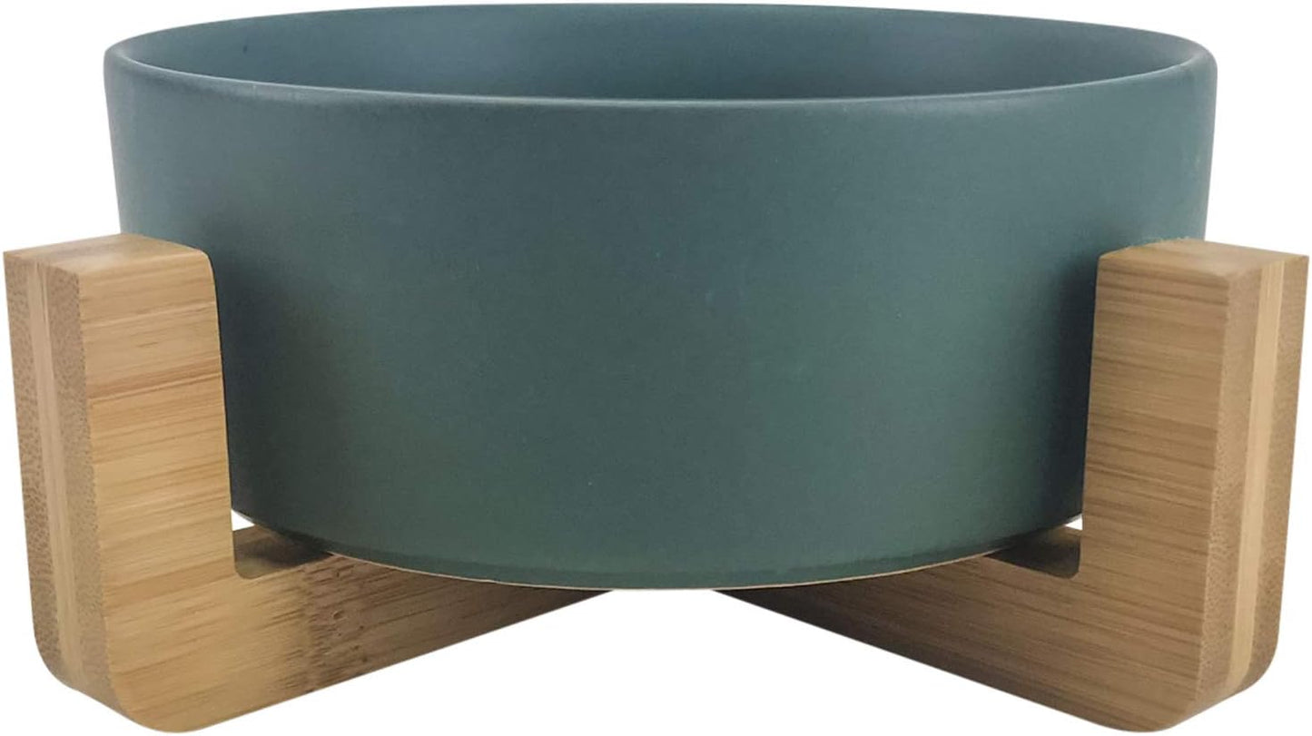Midlee Modern Raised Pet Bowl on Stand (Single, Green-Large)