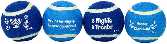 Rite Lite CHEWDAICA TM, Set of 4 Chanukah Tennis Balls Dog Toy, Blue/White, 4 Count