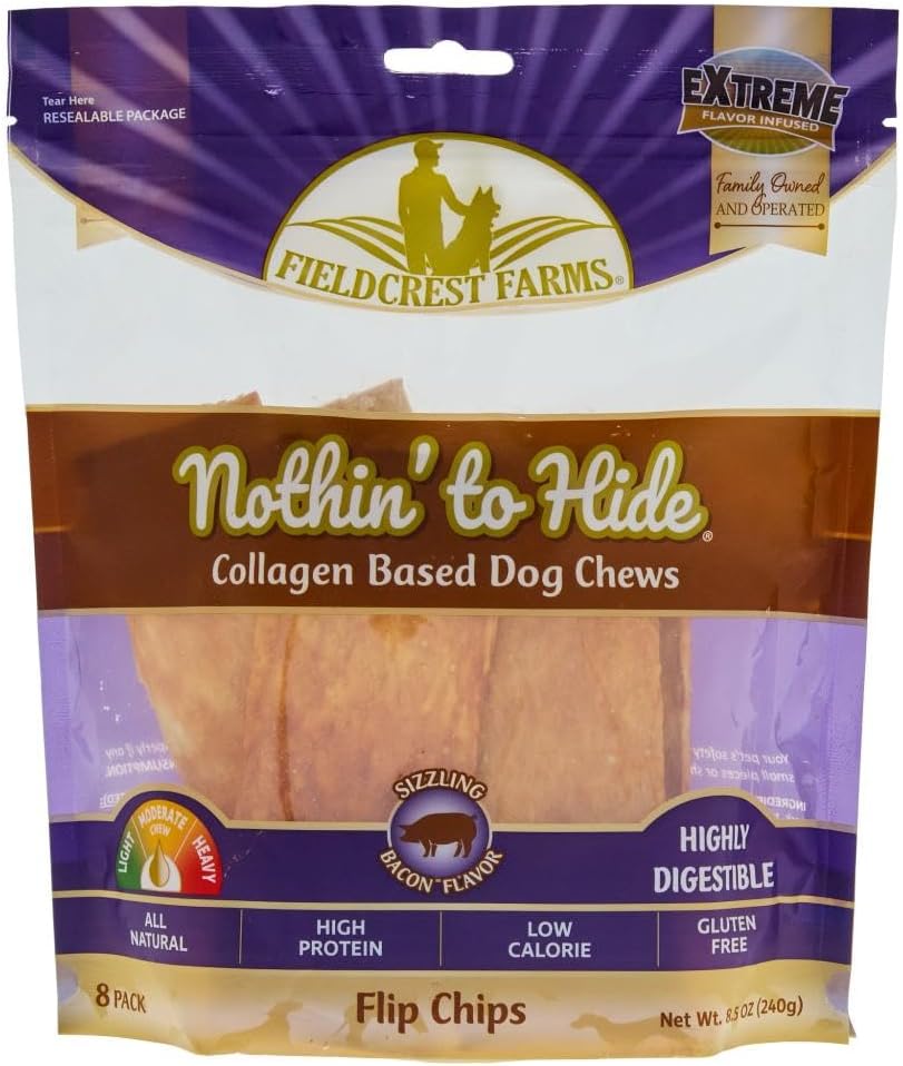 Fieldcrest Farms Nothin’ To Hide Flip Chips  6" Bacon Flavor Dog Treats (Pack of 8)