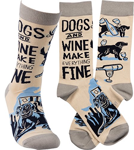Primitives by Kathy Unisex Socks - Dogs and Wine Make Everything Fine