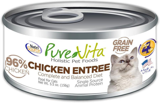 NutriSource PureVita Grain Free 96% Chicken Liver Entree Canned Cat Food-5.5 oz- Pack of 12