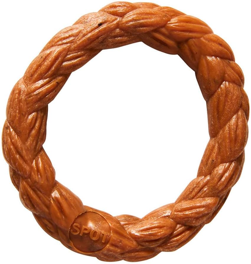 ETHICAL/SPOT Bam-Bone Braided Ring Hickory Flavor Dog Chew Toy - 3"