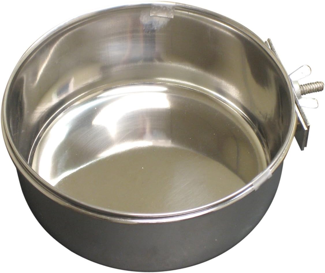 QT Dog Stainless Steel Pet Bowl Coop Cup with Clamp - 10 oz