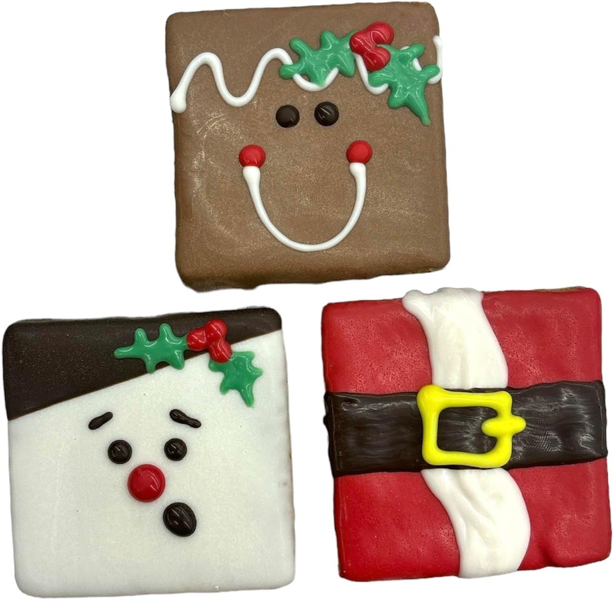 Midlee Christmas Block Holiday Dog Treats- 3pk- Santa, Gingerbread Man, Snowman