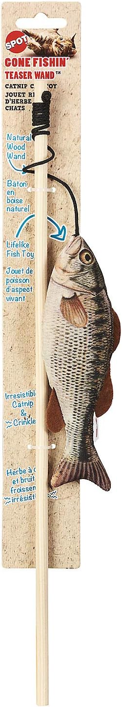 SPOT Gone Fishin' Teaser Wand Cat Toy with Catnip Assorted- 1 Unit