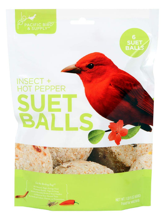 Pacific Bird & Supply Co. Insect + Hot Pepper Suet Balls, 6pk