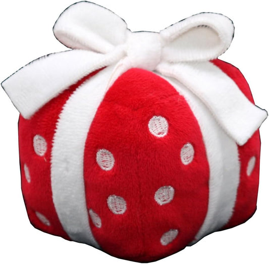 Plush Singing Red and White Christmas Present Dog Toy