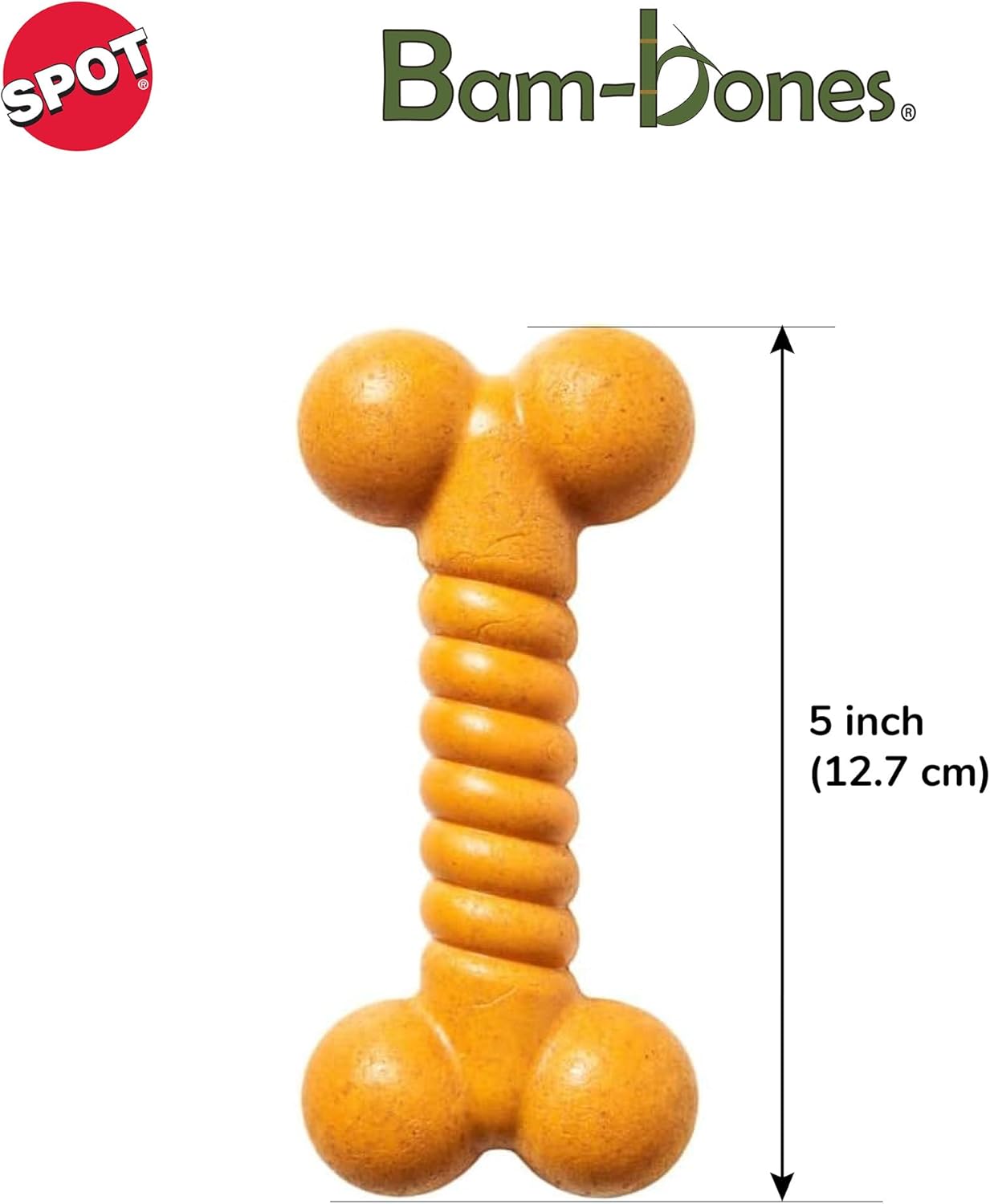 ETHICAL/SPOT Bam-Bone Twist Bone Peanut Butter Flavor Dog Chew Toy - 5"