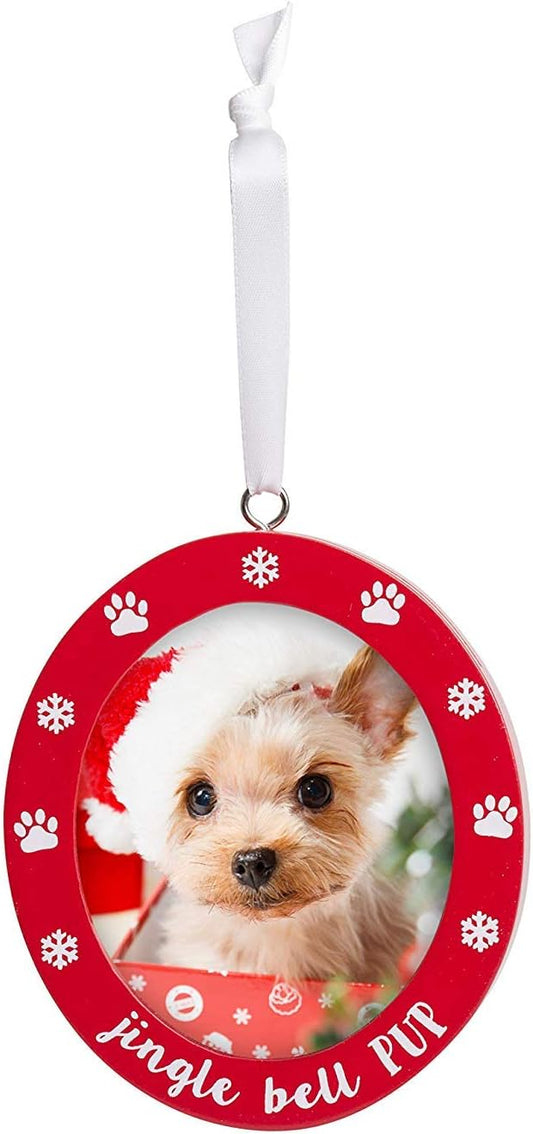 Jingle Bell Pup Photo Ornament- Set of 2