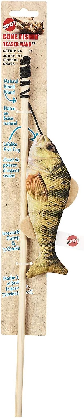 SPOT Gone Fishin' Teaser Wand Cat Toy with Catnip Assorted- 1 Unit