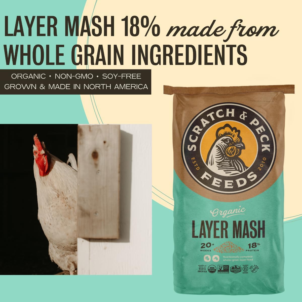 Scratch and Peck Naturally Free Organic Chicken & Duck 18% Layer Mash - 40-lbs