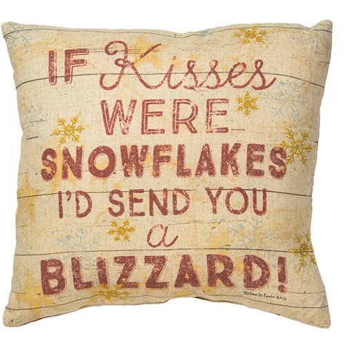 Primitives by Kathy Holiday If Kisses were Snowflakes Throw Pillow