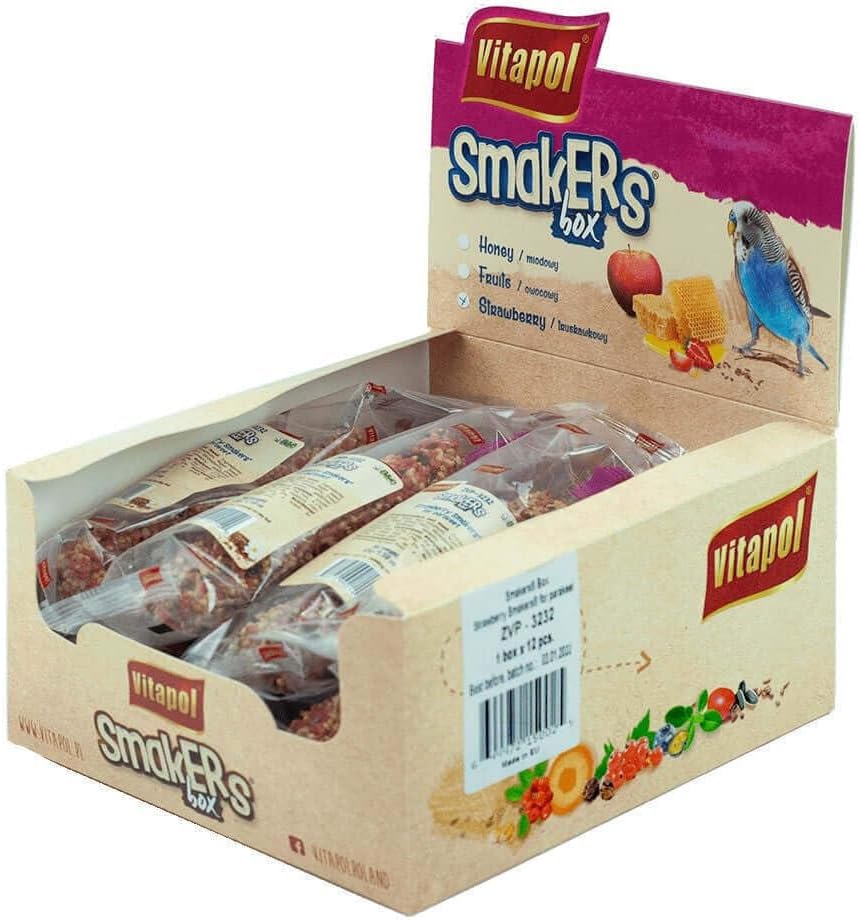A&E Cage Company Smackers Parakeet Strawberry Treat Sticks- 12 Count