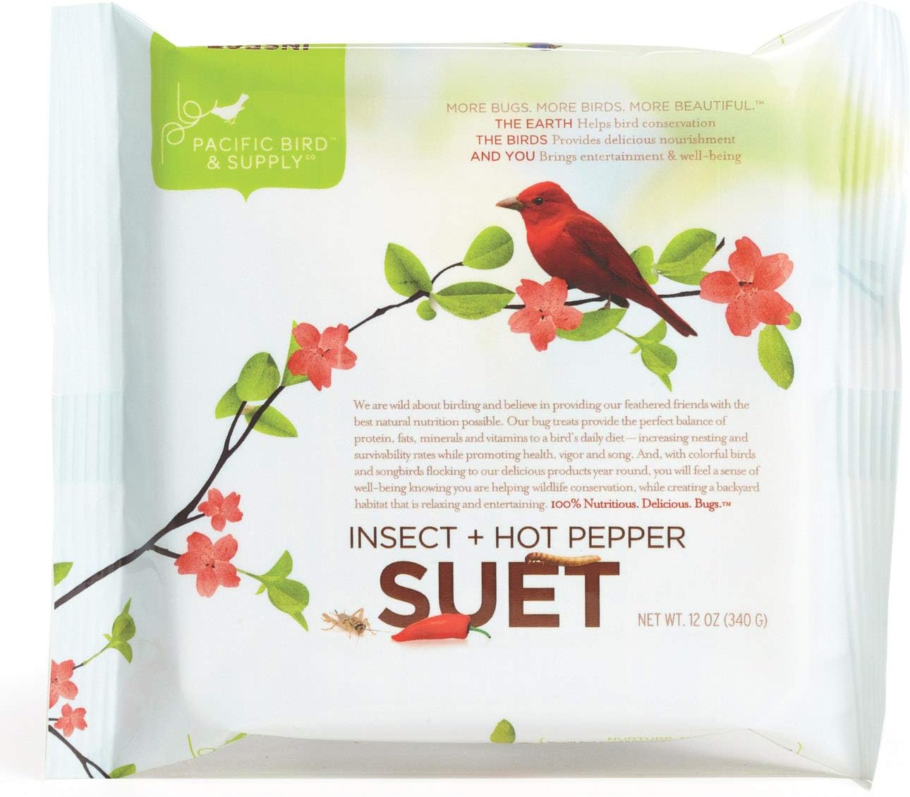 Pacific Bird & Supply Co. Insect + Hot Pepper Suet Cake, 12oz