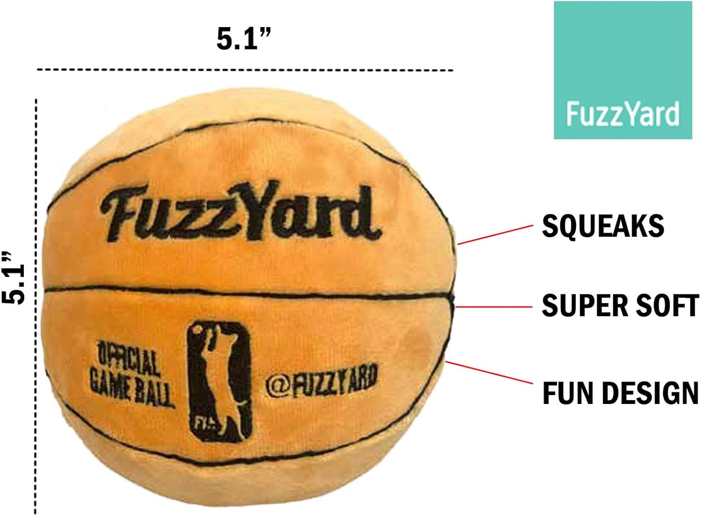 FuzzYard Basketball Squeaky Plush - Dog Toy