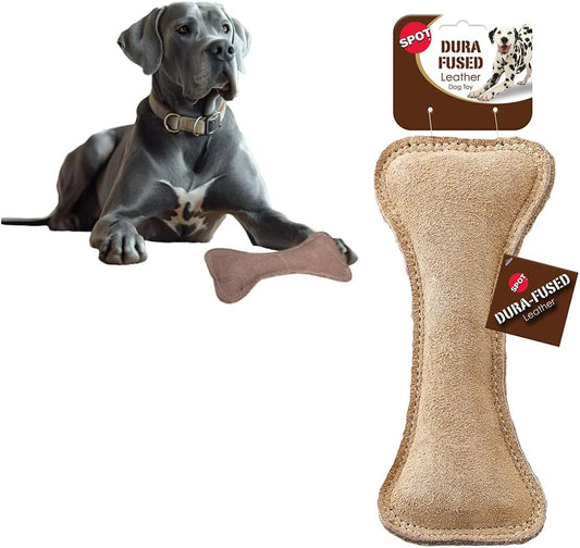 Spot Dura-Fused Leather Bone Dog Toy - 9"