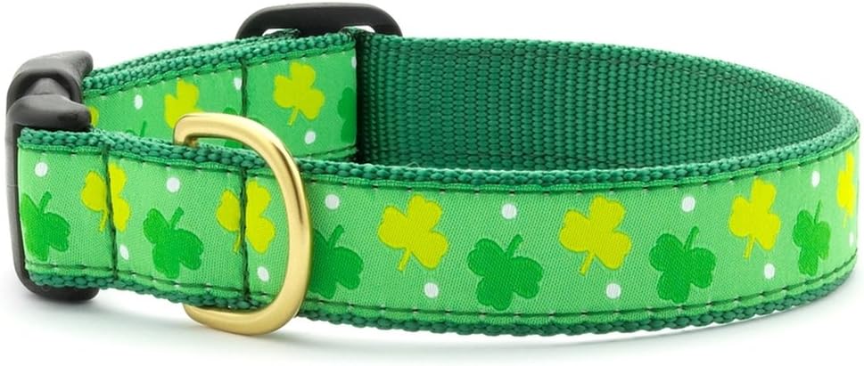 Up Country Shamrock Pattern Dog Collars and Leashes (Shamrock Dog Collar, Large (15 to 21 inches) 1 Inch Wide Width)