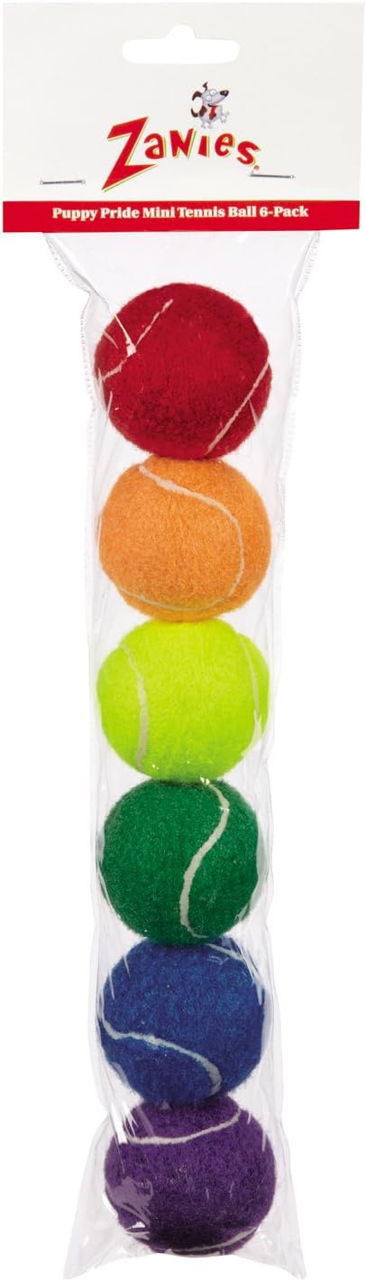 Zanies Mini Puppy Pride Tennis Balls for Dogs, 6-Packs