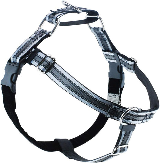 2 Hounds Design Freedom No-Pull Dog Harness with Leash | Reflective Black, 1" X-Large