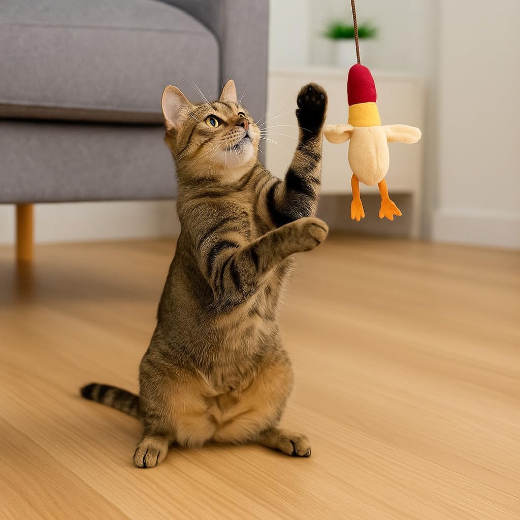 Ethical Pets Skinneeez Forest Friends Teaser Wand Cat Toy With Catnip - 13"