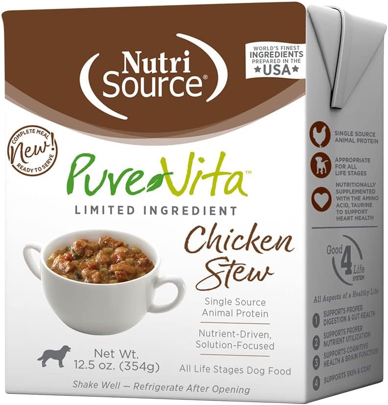 NutriSource PureVita Grain Inclusive Chicken Stew Flakes Tetra Pak Wet Dog Food - 12.5 oz