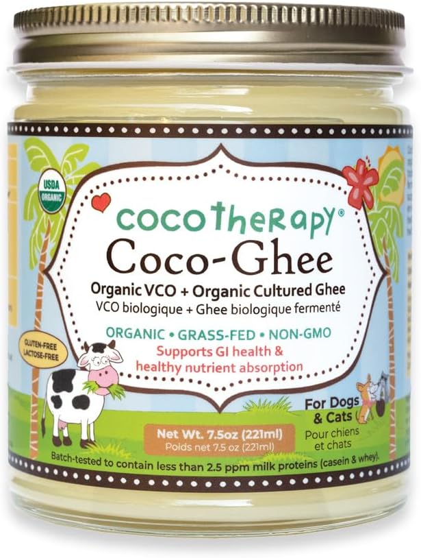 CocoTherapy Coco-Ghee Organic Virgin Coconut Oil and Organic Cultured Ghee Glass Jar, 7.5oz