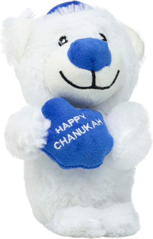 Rite Lite CHEWDAICA TM, Chanukah Squeaky Bear Dog Toy, Blue/White