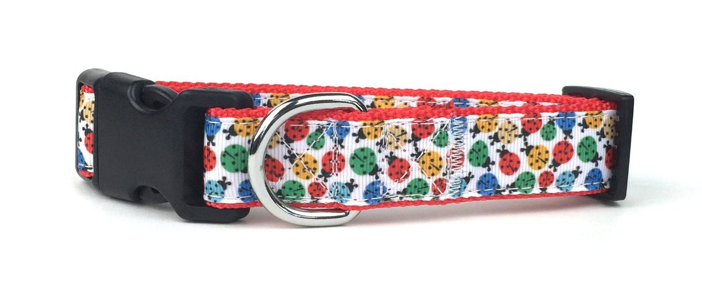 Midlee Colorful Ladybugs Nylon Ribbon Dog Collar