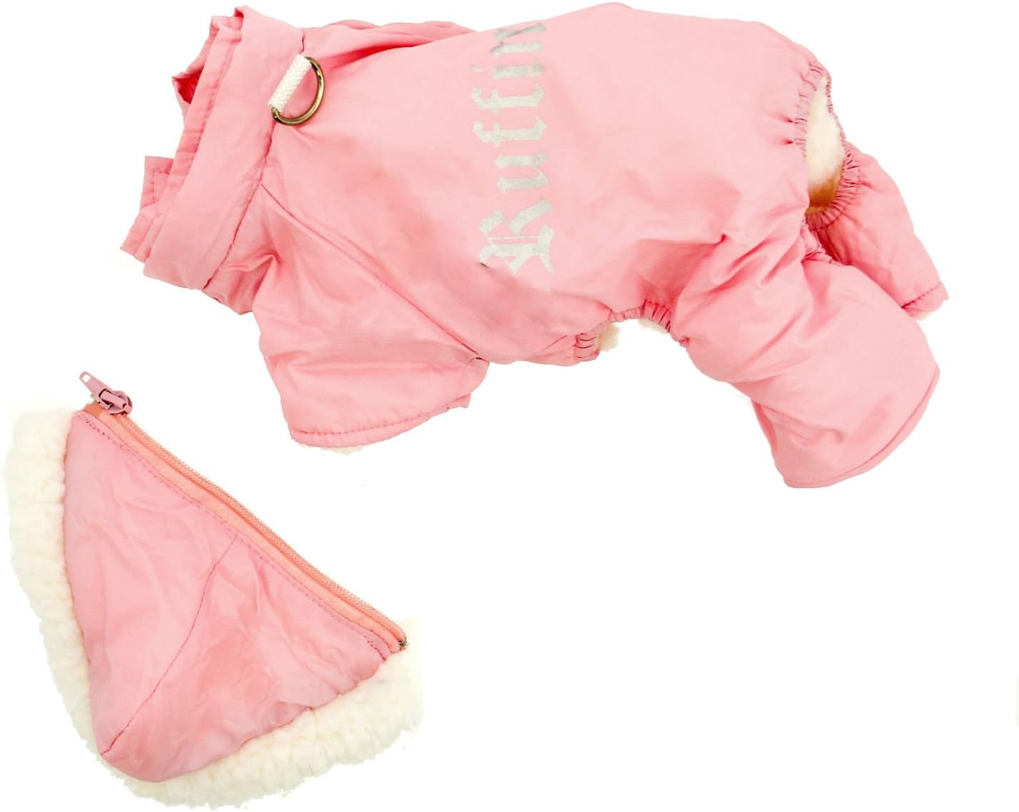 DOGGIE DESIGN Pink Ruffin It Dog Snowsuit - Large (L)