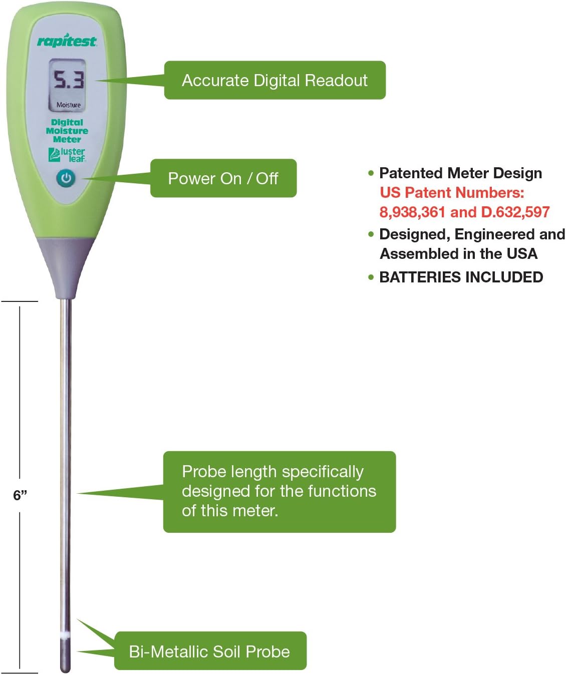 Luster Leaf Rapitest Digital Moisture Meter