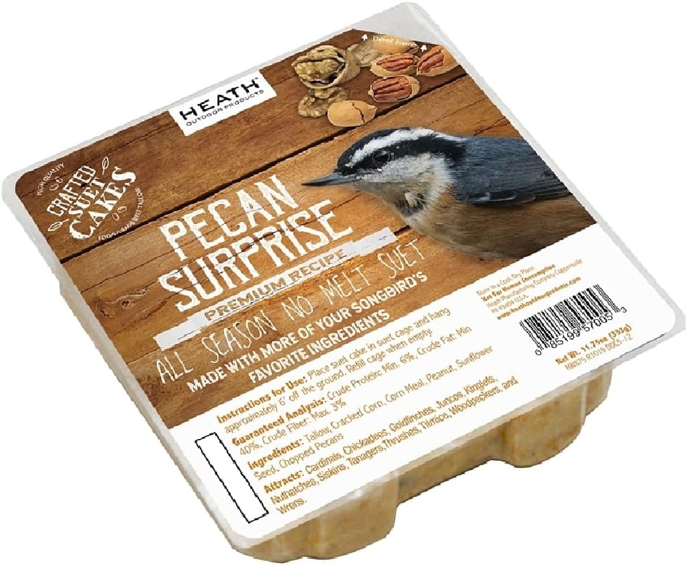 Heath Outdoor Products DDC5-12, Premium Crafted Suet Cakes, Pecan Surprise, 11.75 Oz 12Pk