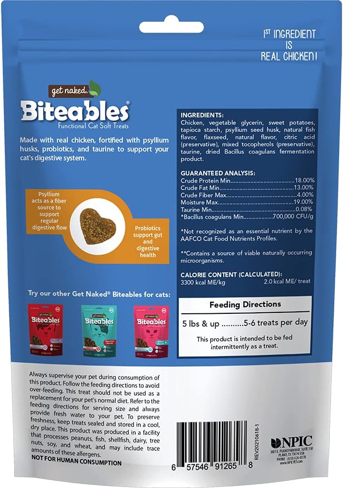 Get Naked Biteables Cat Digestive Plus Treats - 3oz